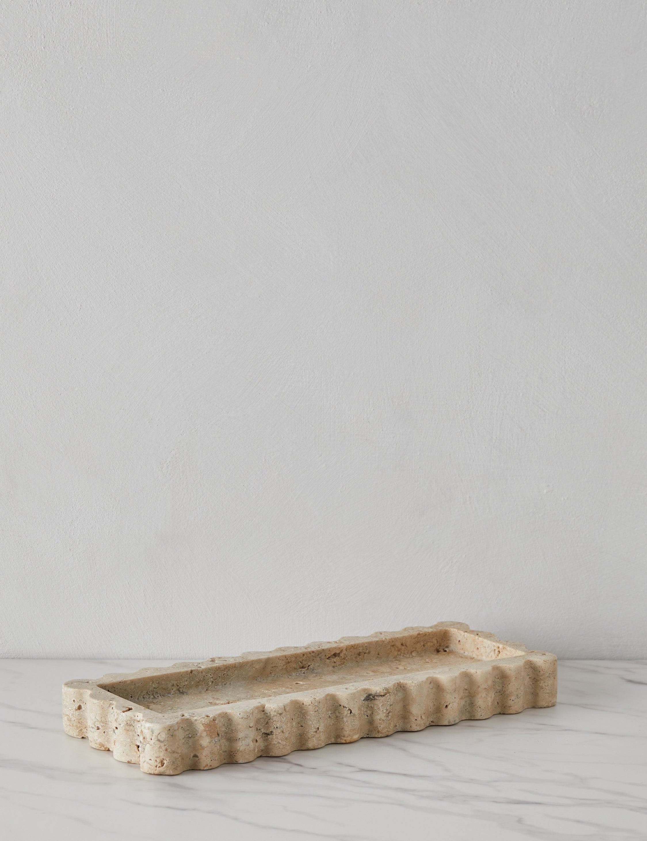 Sculptural Scalloped Stone Tray - CherryGoldMarble - Image 6