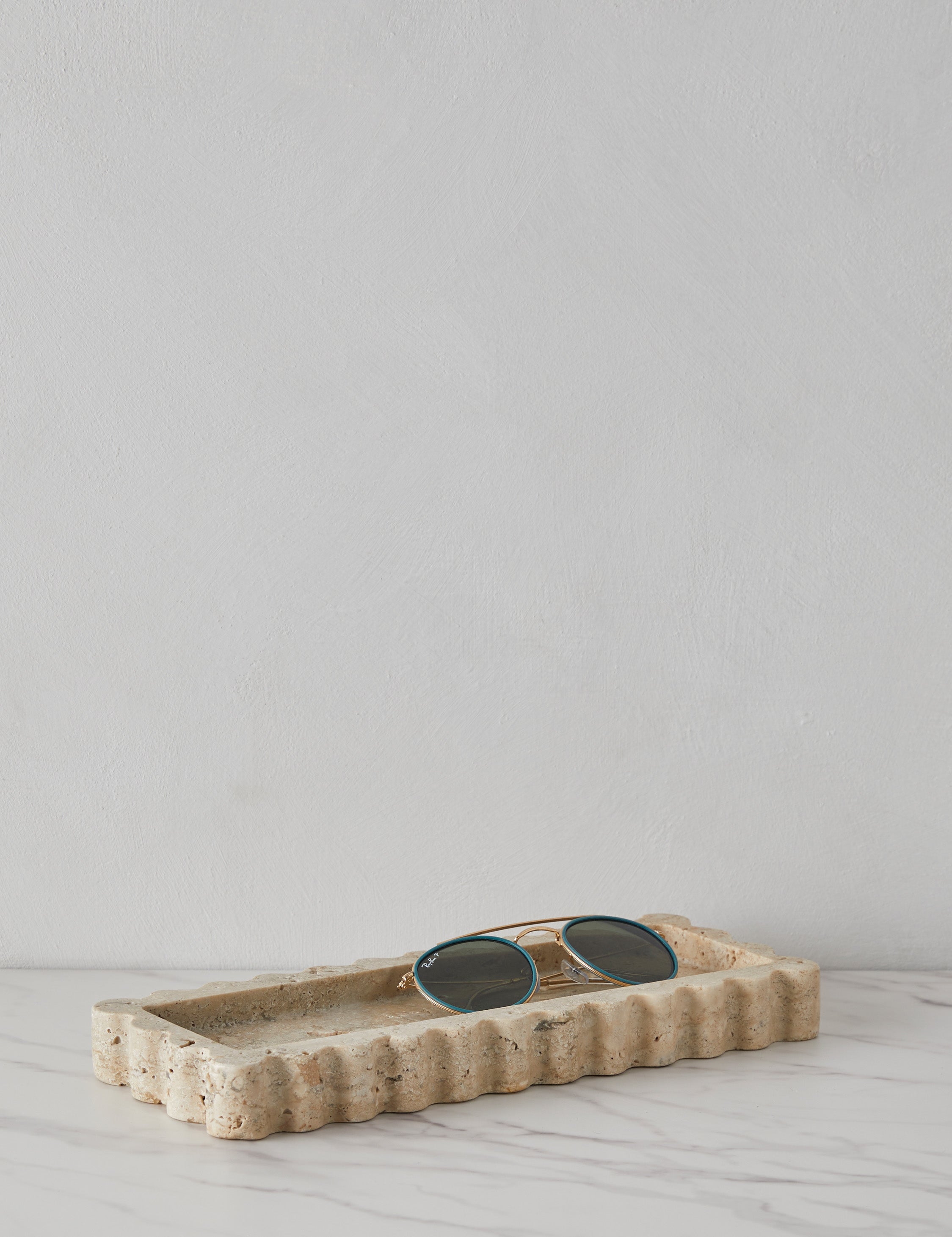 Sculptural Scalloped Stone Tray - CherryGoldMarble - Image 5