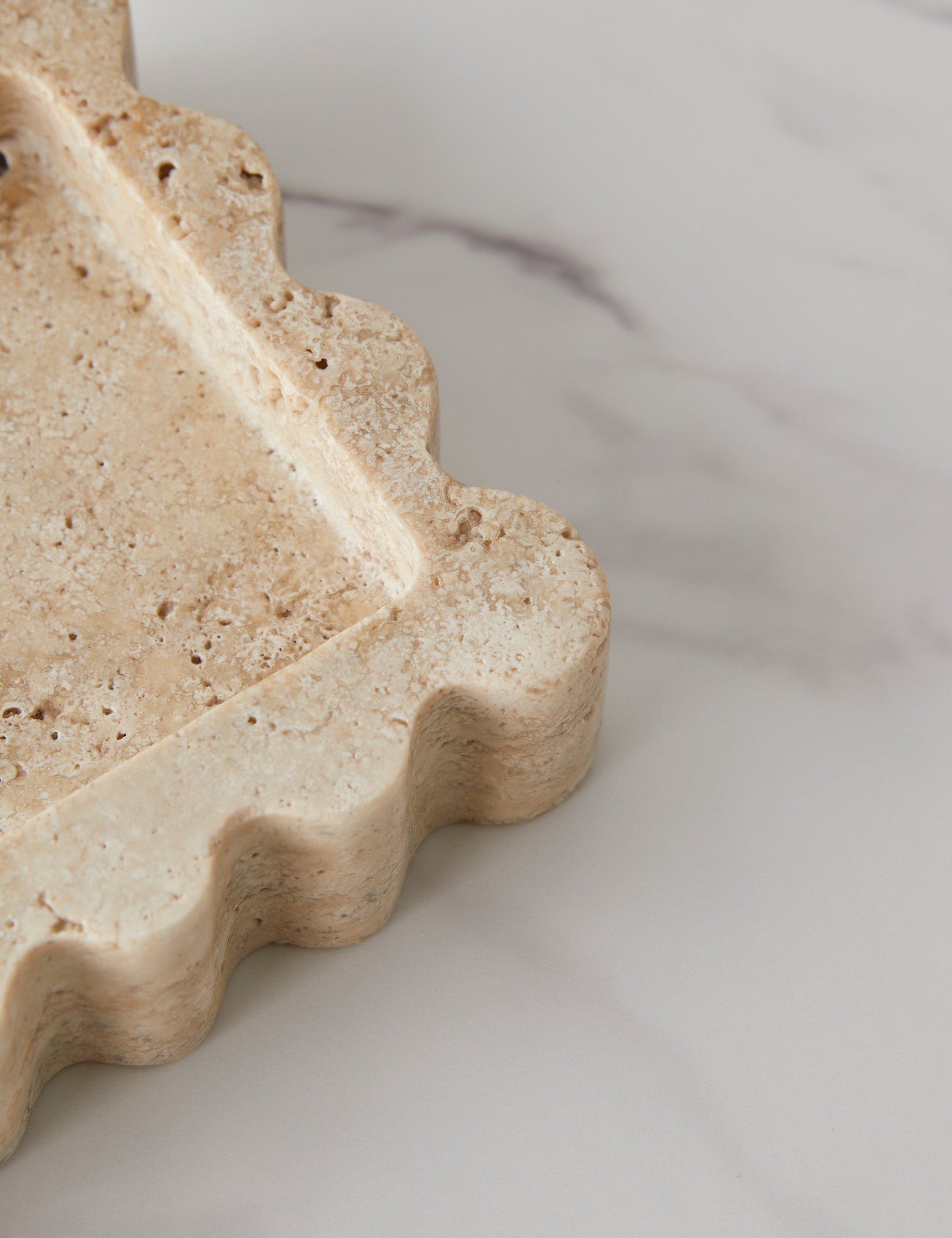 Sculptural Scalloped Stone Tray - CherryGoldMarble - Image 7