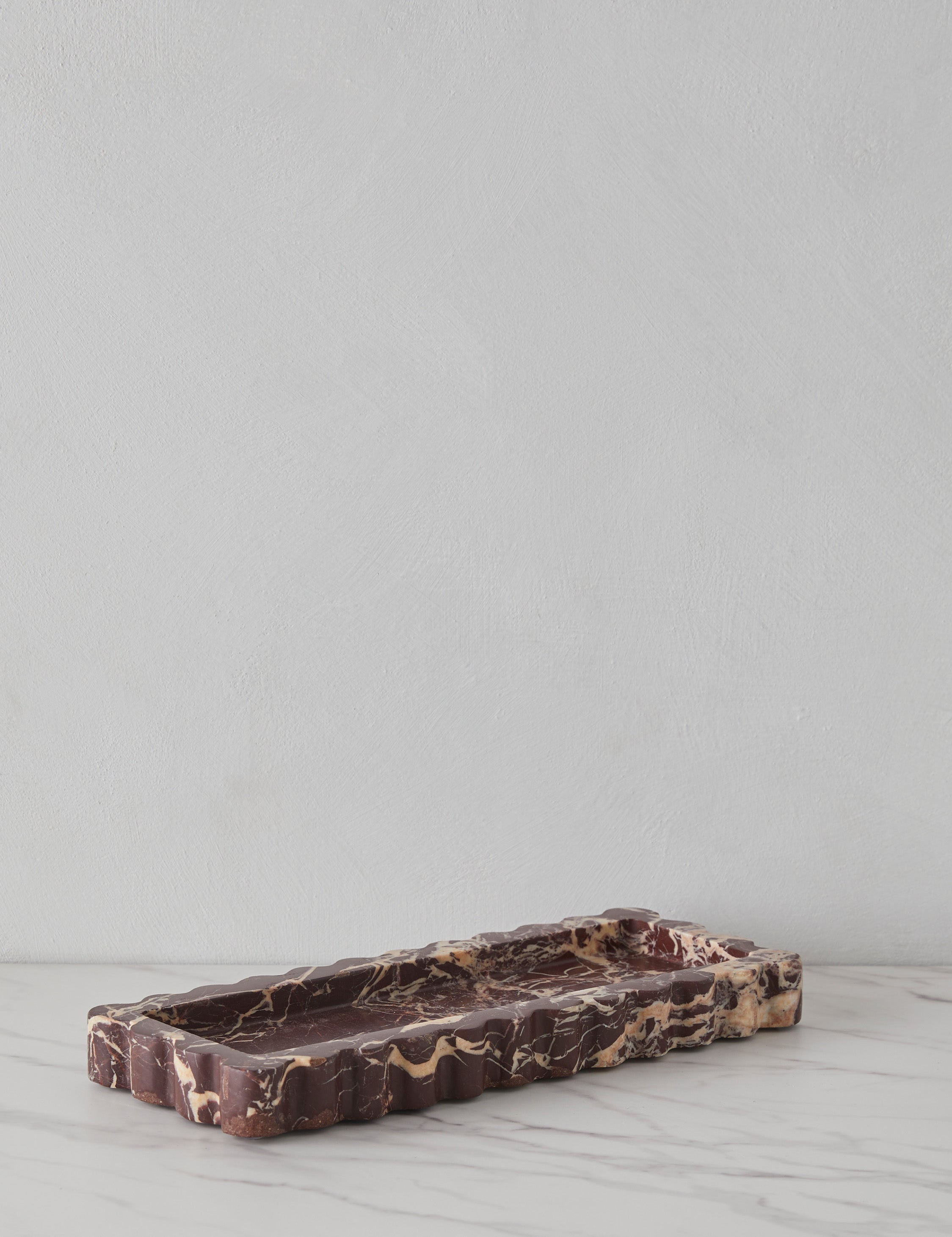 Sculptural Scalloped Stone Tray - CherryGoldMarble - Image 14
