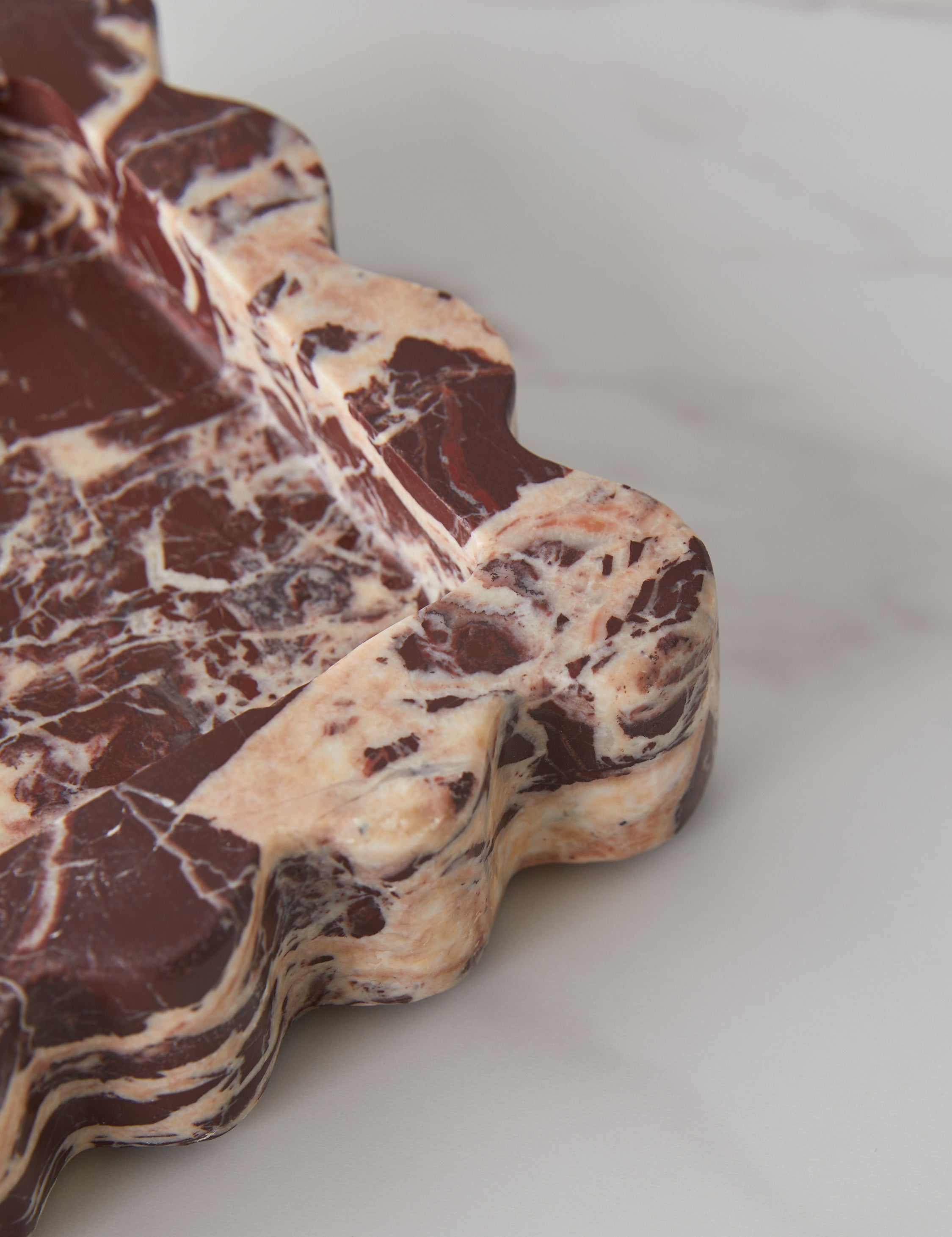Sculptural Scalloped Stone Tray - CherryGoldMarble - Image 15