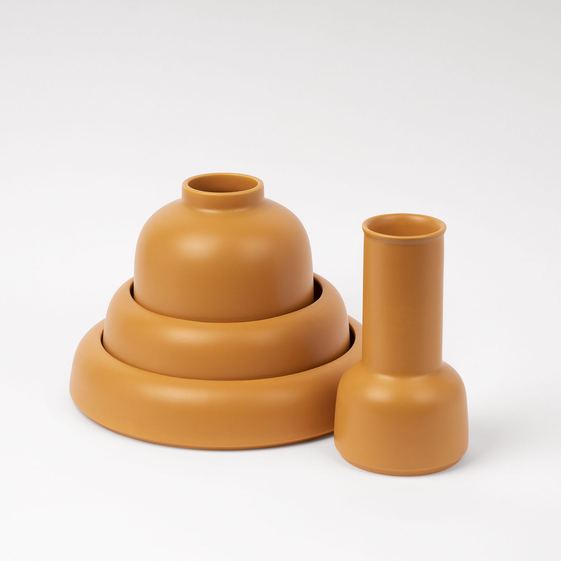 Mustard Sculptural Carafe - Tall-Neck Ceramic Pitcher - Image 4