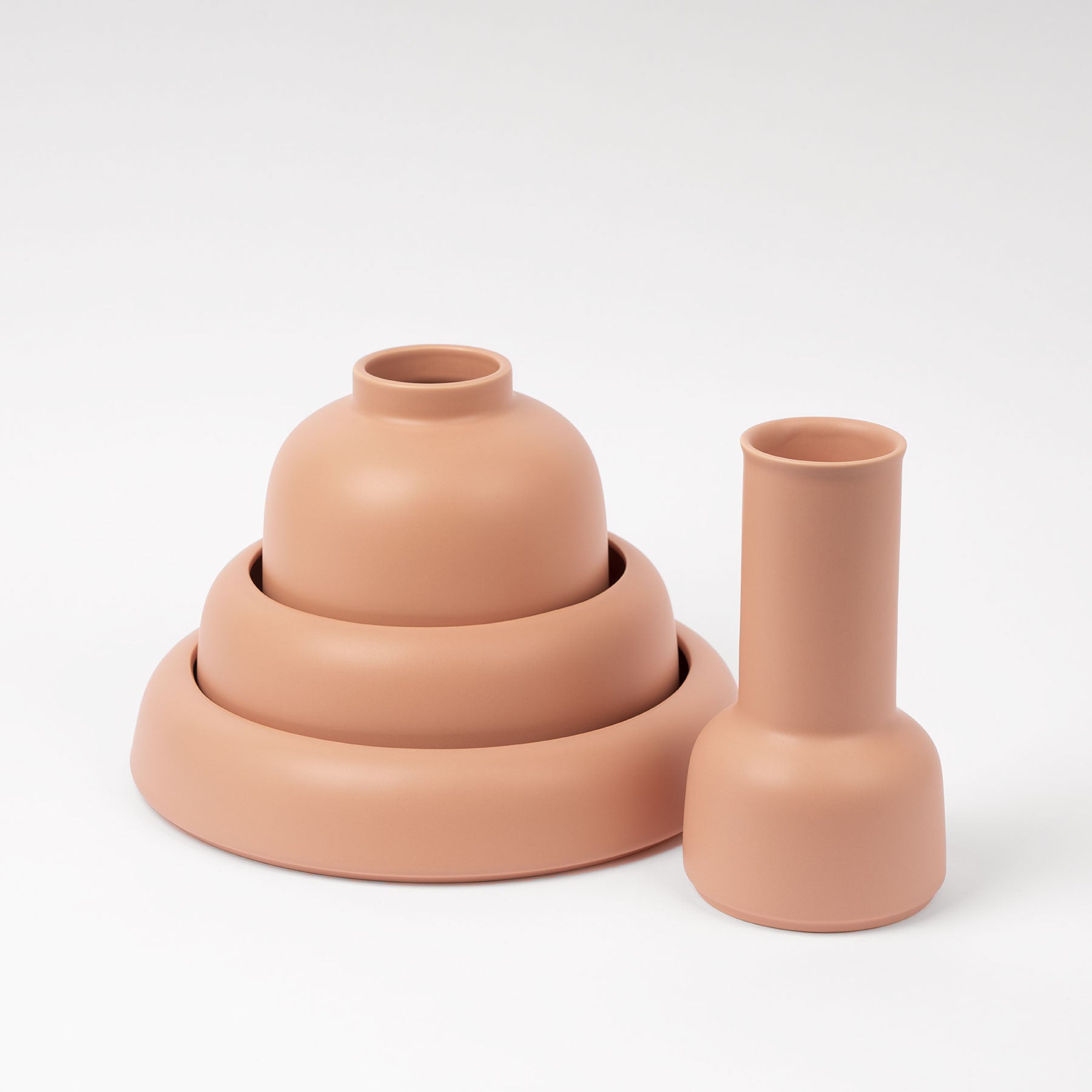 Pink Nude Ceramic Water Carafe - Rounded Bottle Silhouette - Image 4